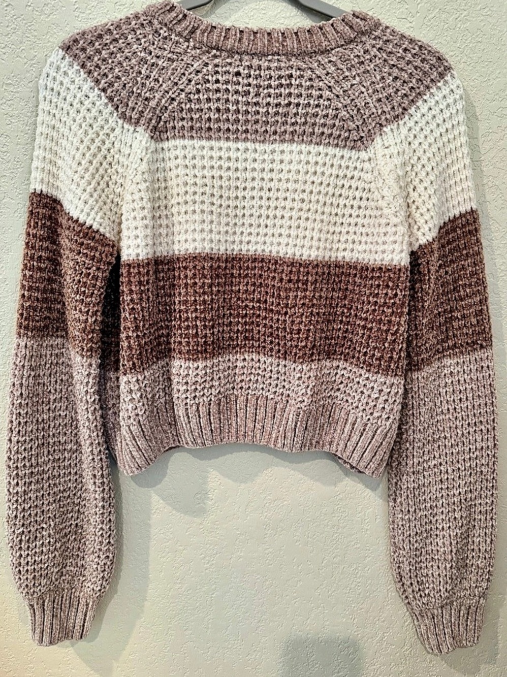 Altar'd State Color Block Sweater in Taupe, Brown & White Size Small